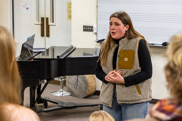 student singing