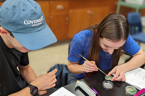 students in biology lab