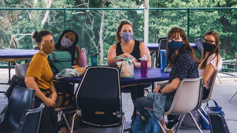 students outdoors