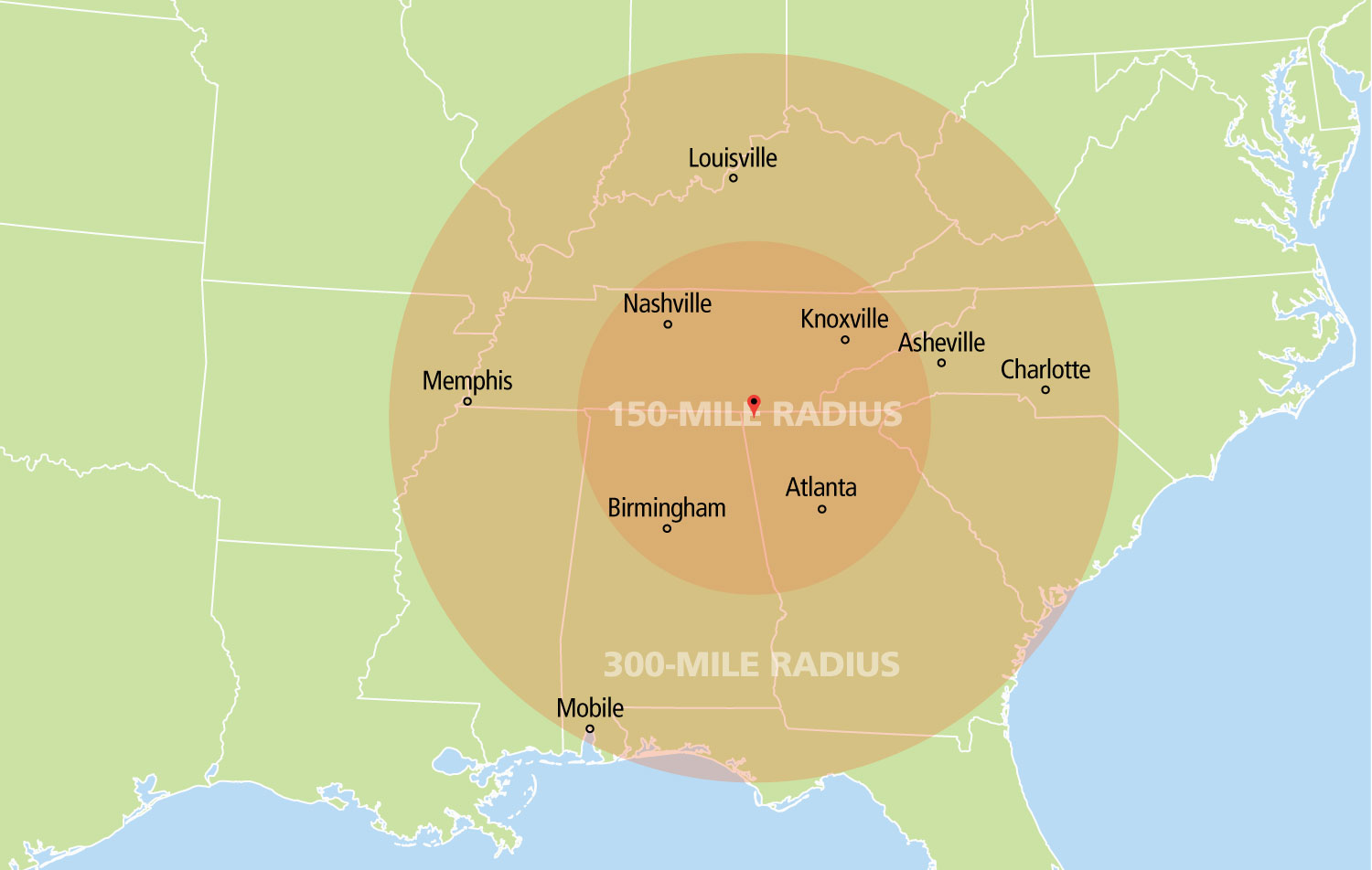 Covenant map of the Southeast US